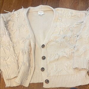 Gilli Cream Fringe Cardigan